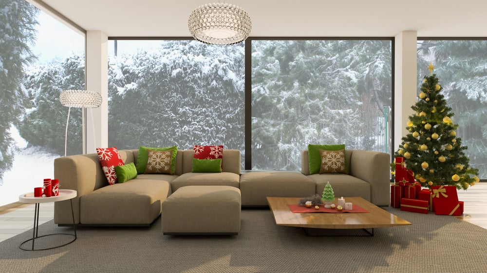 Propere en mooi opgeruimde living in een kerstmis setting